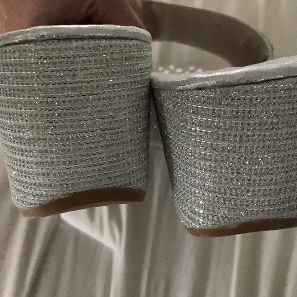 Silver sparkly wedge slides/mules size 9 - Picture 5 of 5